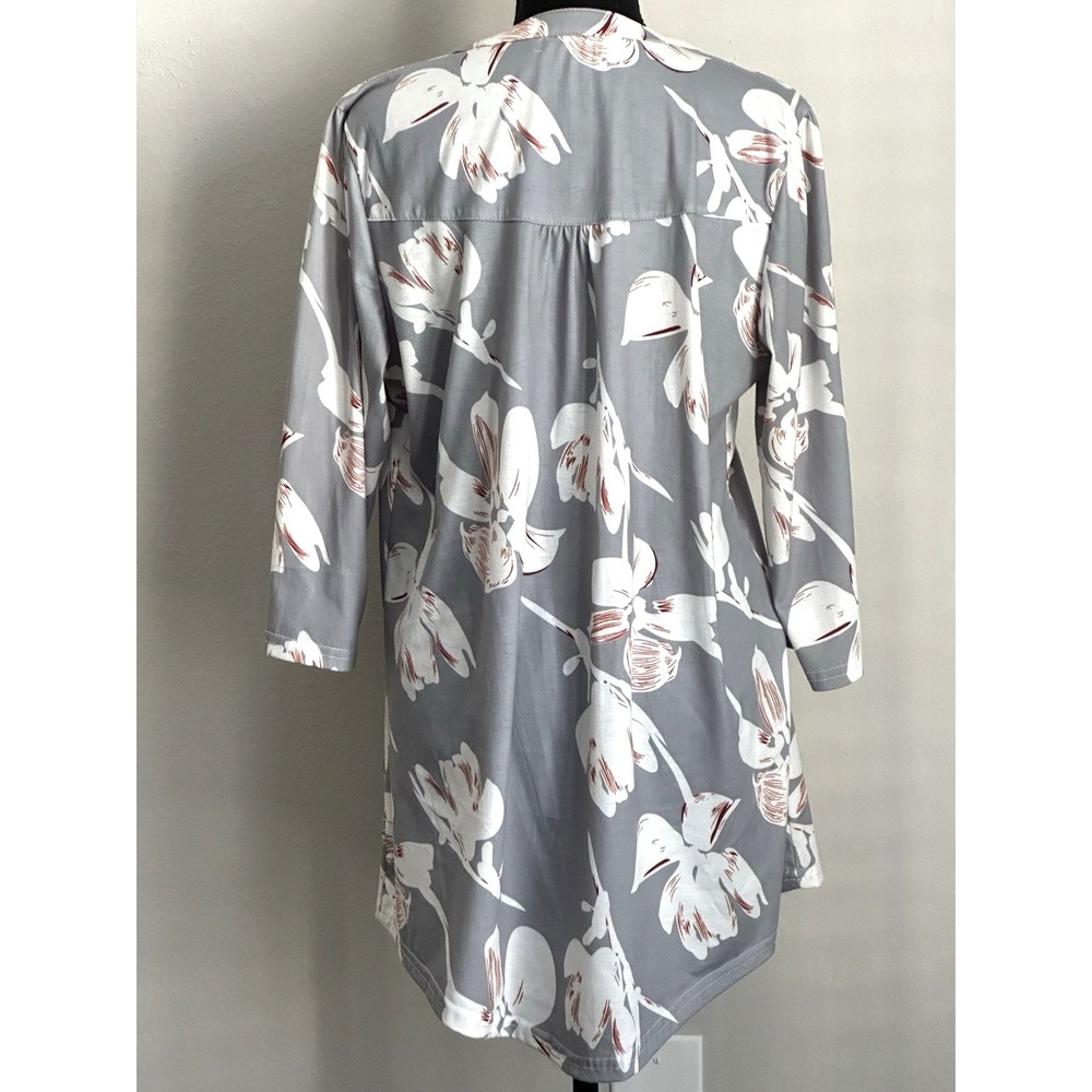 Reborn Women's Tunic/Dress Gray with Florals Size (L) - Picture 14 of 16